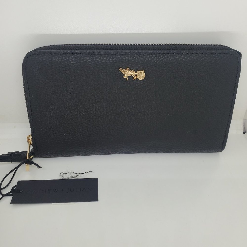 Mathew Julian Wristlet Wallet Black New with Tags